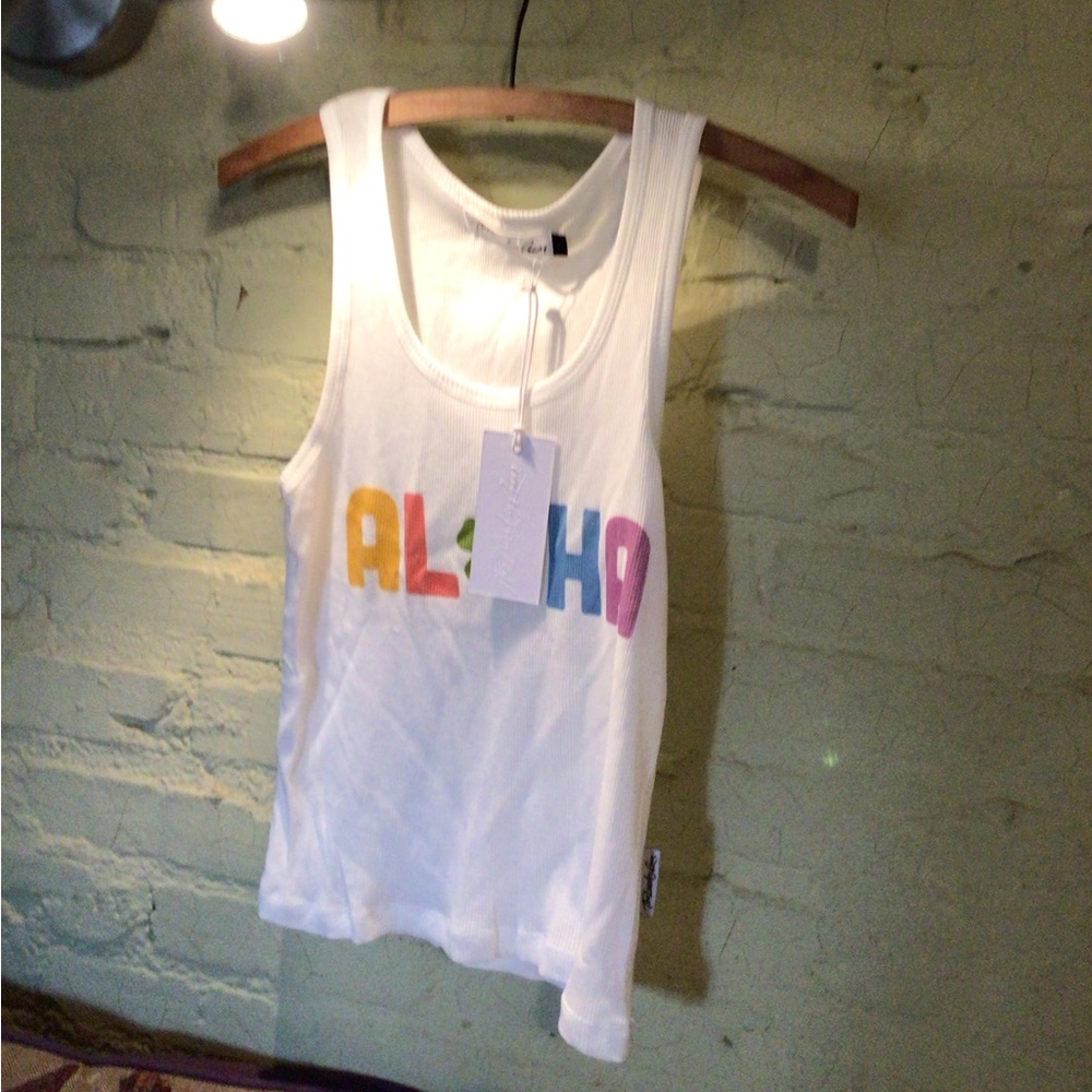 NEW! The Laundry room 'ALOHA' Print ribbed tank